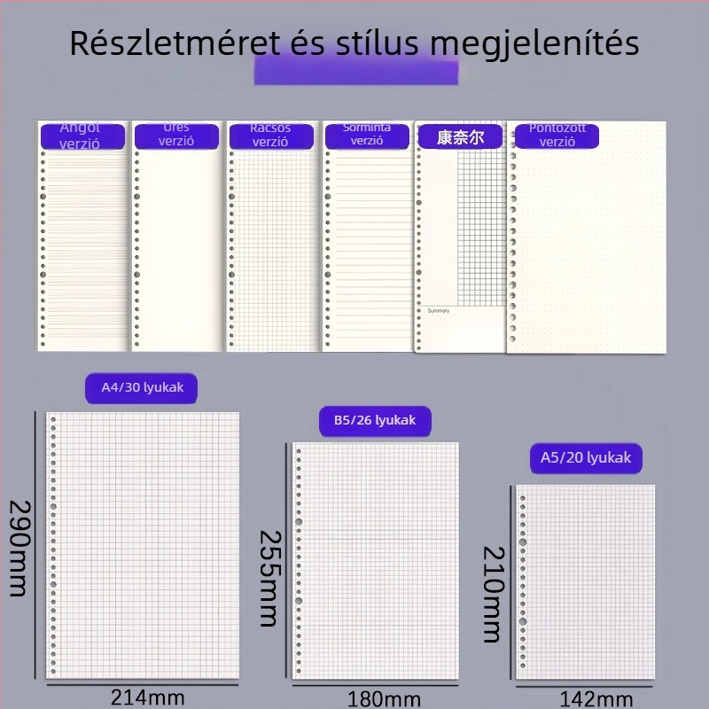 Lazán fűzött jegyzetfüzet PP borítóval, Dowling papír, 80 g/m², 60 oldal