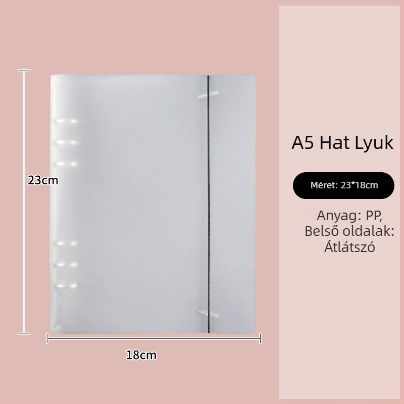 PP kötőhéj A5-ös 6 lyukas és A4-es 4 lyukas kivitelhez, Zhiwei, testre szabható, alapcsomagolás