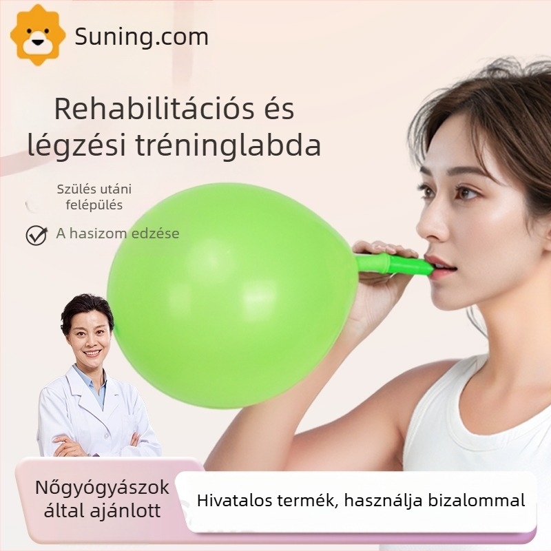 Have Fun légzőgyakorlatokhoz készült latex lufi, gömb alakú, logó nyomtatás