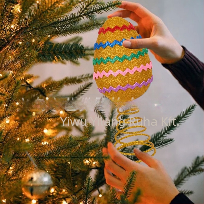 Díszek – csíkos húsvéti motívum, karácsonyfa csúcsdísz, modern minimalist stílus