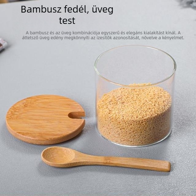 Üveg konyhai fűszerkészlet, szilárd fűszerekhez, három darabos, logónyomás lehetőséggel, modern minimalist stílus