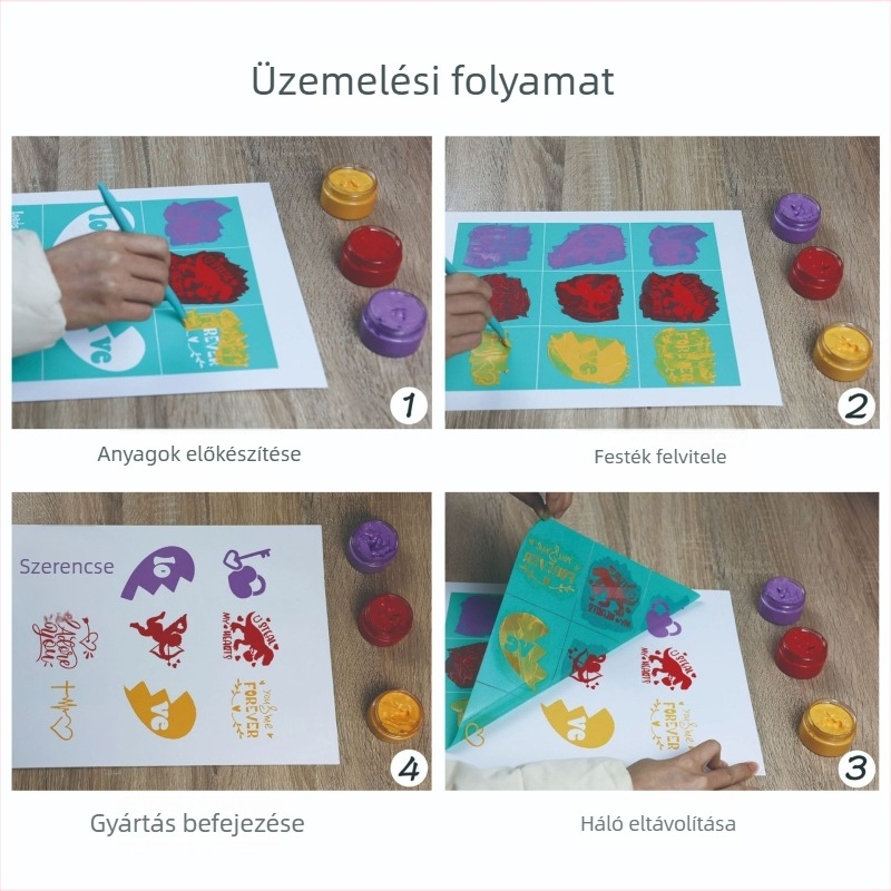 Ruwell DIY Több mintázatú szitanyomó sablon, tapadó és mosható, termékkód 220440, Anyag: szitanyomás