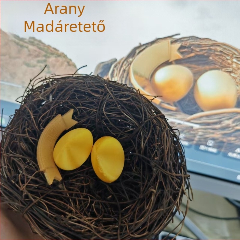 Kristály modell dísz – Delta Action, arany madárfészek tojás, műanyag, nyomtatott kivitel, testreszabhatatlan, IP nem engedélyezett.