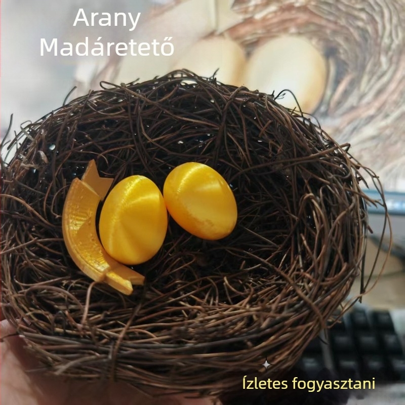 Kristály modell dísz – Delta Action, arany madárfészek tojás, műanyag, nyomtatott kivitel, testreszabhatatlan, IP nem engedélyezett.