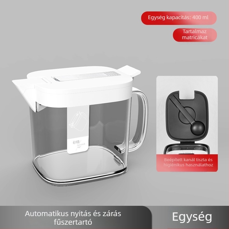 Automata nyitás-zárású fűszeres doboz fedővel, szilárd fűszerekhez, konyhai tároló, könnyed luxus dizájn