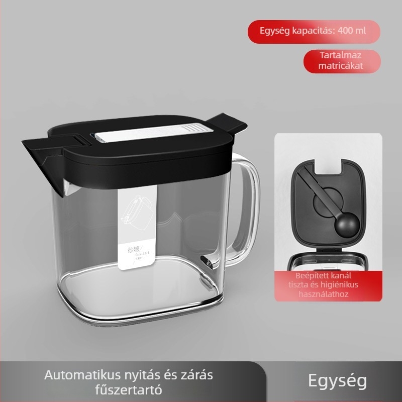 Automata nyitás-zárású fűszeres doboz fedővel, szilárd fűszerekhez, konyhai tároló, könnyed luxus dizájn