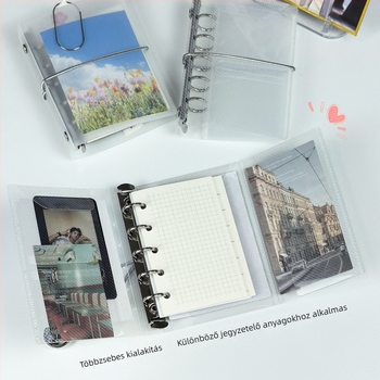 Átlátszó Twill M5A7 notesz PP borítóval, binder kötés, japán-koreai aranyos stílus, fotó testreszabás