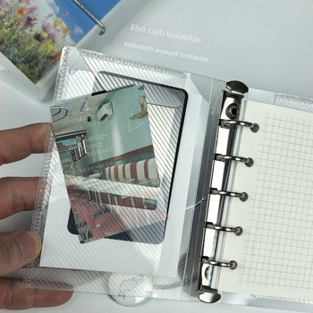 Átlátszó Twill M5A7 notesz PP borítóval, binder kötés, japán-koreai aranyos stílus, fotó testreszabás