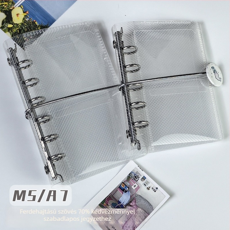 Átlátszó Twill M5A7 notesz PP borítóval, binder kötés, japán-koreai aranyos stílus, fotó testreszabás
