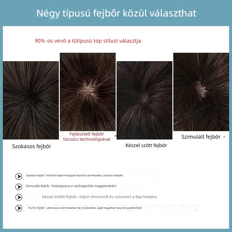 Paróka, rövid, egyenes, valódi emberi hajból, teljes fejfedés, modell 6086A, nőknek, festhető