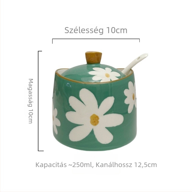 Kerámia fűszeres edény, hőálló, szilárd fűszerekhez kompatibilis, nyomtatott logóval, testreszabás elérhető