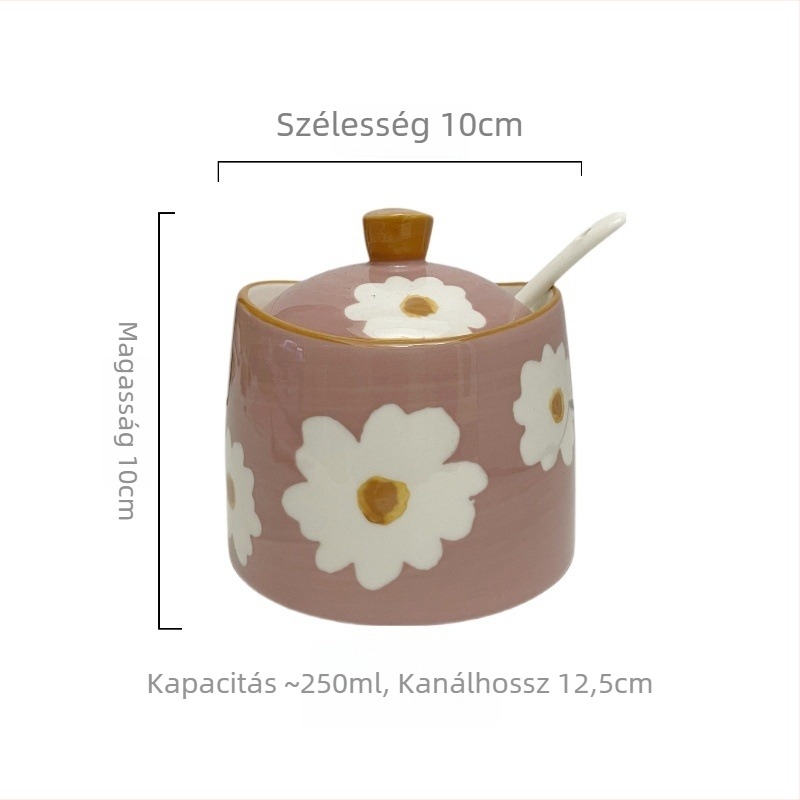Kerámia fűszeres edény, hőálló, szilárd fűszerekhez kompatibilis, nyomtatott logóval, testreszabás elérhető