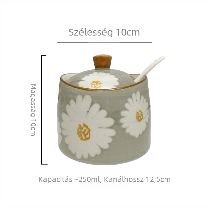 Kerámia fűszeres edény, hőálló, szilárd fűszerekhez kompatibilis, nyomtatott logóval, testreszabás elérhető