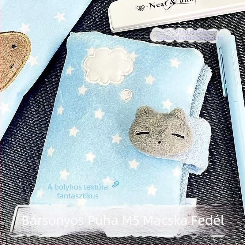 JINBO M5 plüss notesztok, belső oldalak textilek, kompatibilis szabad levél töltetekkel, importálás nélkül, IP engedély nélkül