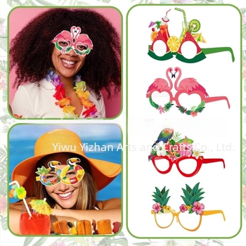 Hawaii-stílusú papírszemüveg keret rekvizit rendezvényekhez, fotózáshoz