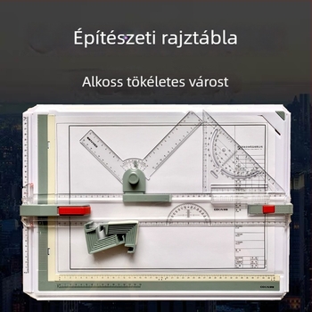 Architekturális tervező rajztábla, hordozható, többfunkciós rajz-sablon és vonalzó, műanyag, Koga márka