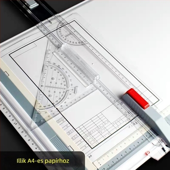 Architekturális tervező rajztábla, hordozható, többfunkciós rajz-sablon és vonalzó, műanyag, Koga márka