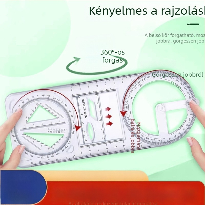 Többfunkciós rajzvonalzó – műanyagból, készlet vonalzók