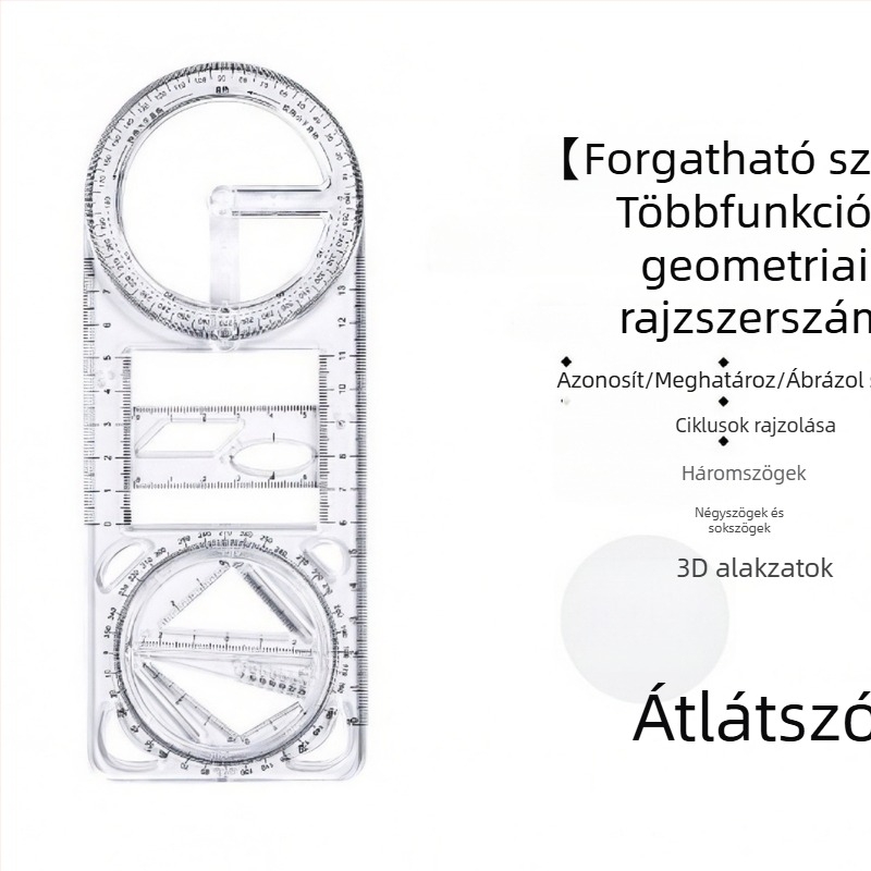 Többfunkciós rajzvonalzó – műanyagból, készlet vonalzók