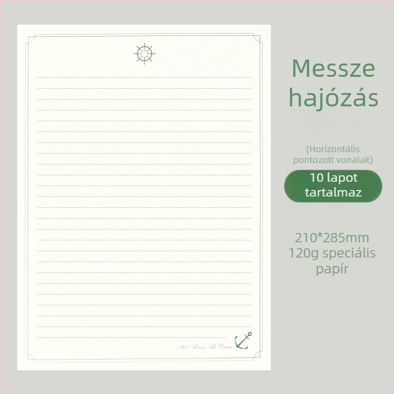 Vintage irodalmi levélpapír – minimalist stílus, retro európai romantikus hangulat, vastag prémium papír, üres lapok, 10 lap