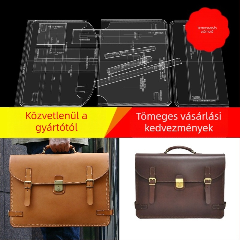 DIY bőráruk mintázata akrilból – lézeres vágás sablon férfi kézitáskájához és aktatáskához