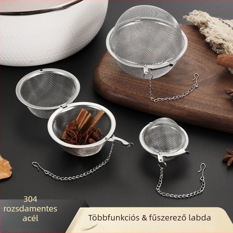 304 rozsdamentes acélból készült fűszergolyó készlet levesekhez és pörköltökhöz, fűszertartó doboz, íz-golyó teafőzéshez