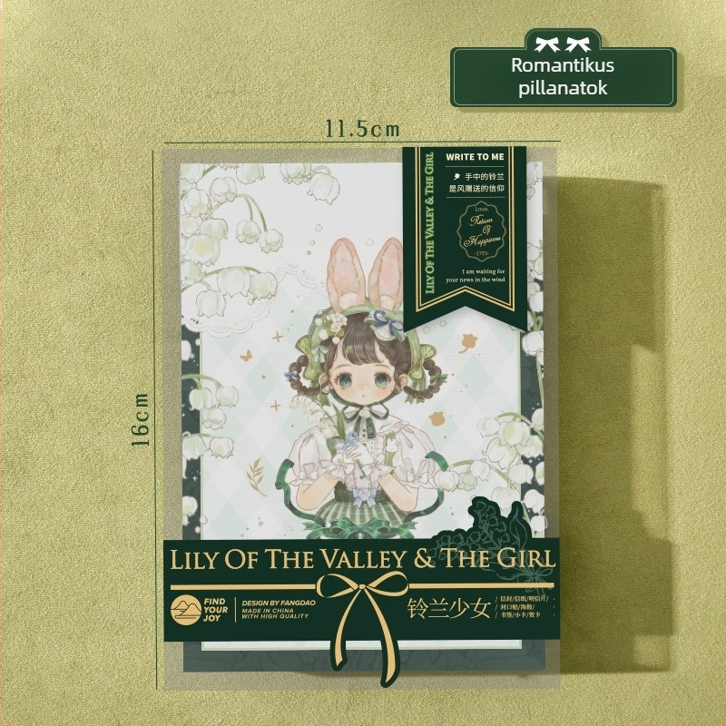 Square Island Lily of the Valley Girl Series levélíró készlet — Képeslapok, Borítékok, Levélpapír, Szép stílus