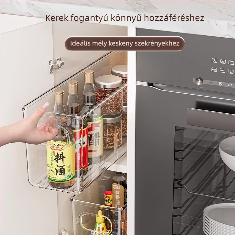 PET tároló doboz fiókos – átlátszó, téglalap alakú, japán stílusú asztali rendező