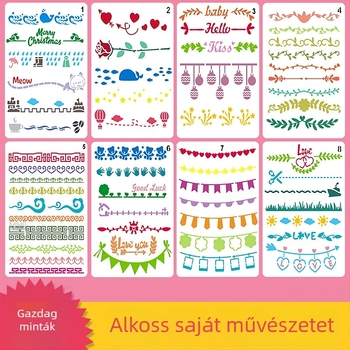 Four Seasons Pomelo Kézzel írt újság sablon kerettel DIY fotóalbumhoz és festés témájú sablon