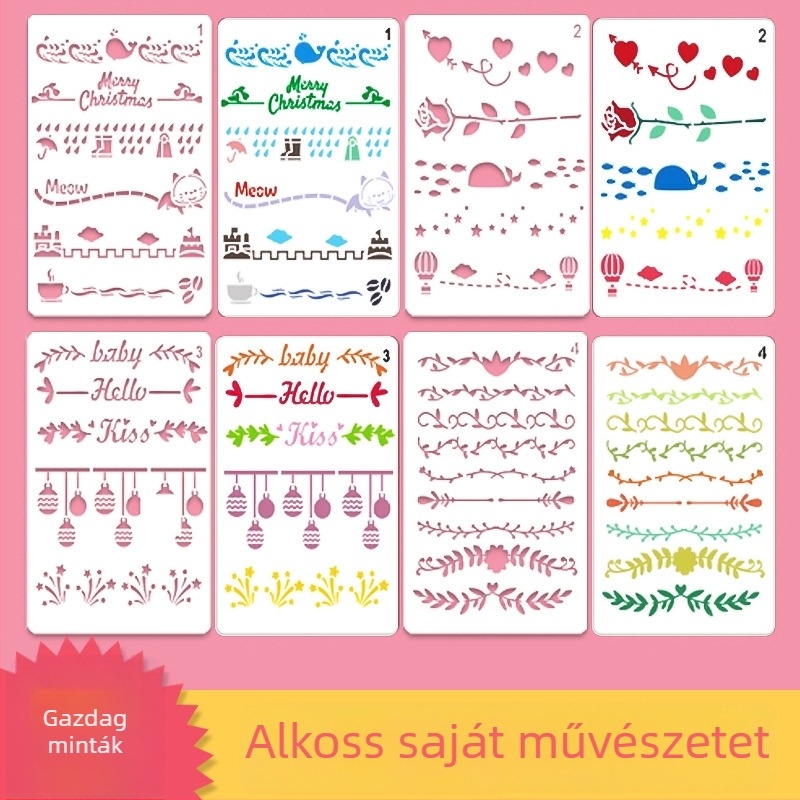 Four Seasons Pomelo Kézzel írt újság sablon kerettel DIY fotóalbumhoz és festés témájú sablon