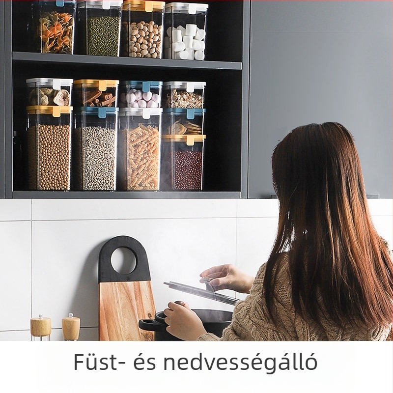 Efanson ételtároló doboz, négyszögletes, nedvességálló, ABS+AS+PP+szilikagél, kapacitás 800–1000 ml, modern letisztult stílus