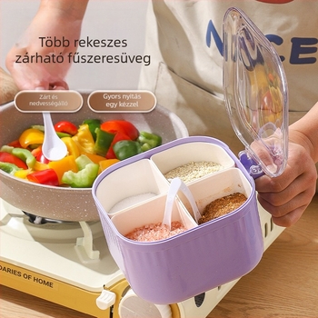 Taste bear fűszerdoboz többrekeszes integrált dizájnnal, porálló, műanyag, logónyomás elérhető