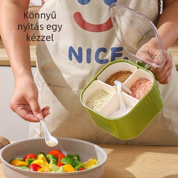 Taste bear fűszerdoboz többrekeszes integrált dizájnnal, porálló, műanyag, logónyomás elérhető