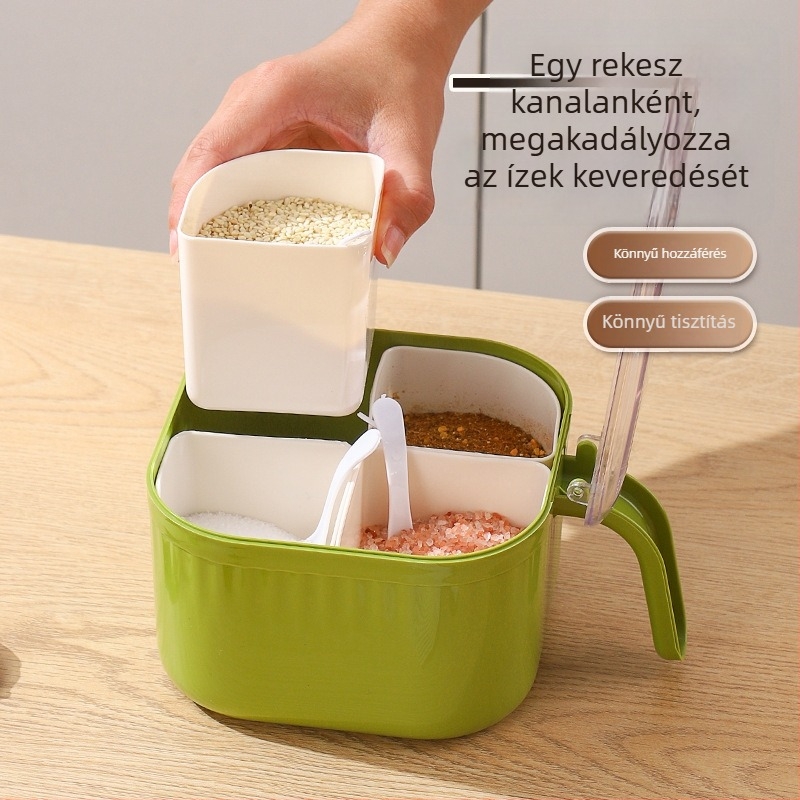 Taste bear fűszerdoboz többrekeszes integrált dizájnnal, porálló, műanyag, logónyomás elérhető
