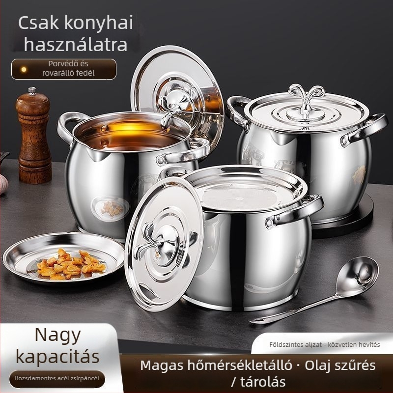 304 rozsdamentes acélból készült olajtartály fedéllel és szűrővel, automatikus nyitás-zárás, nagy kapacitás