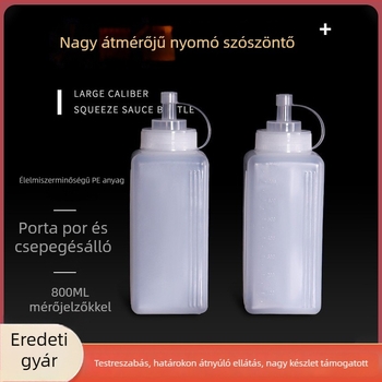 Összenyomható szósz palack, négyzet alakú műanyag kivitel, ragadós szószokhoz, prémium minőség, modern minimalist stílus