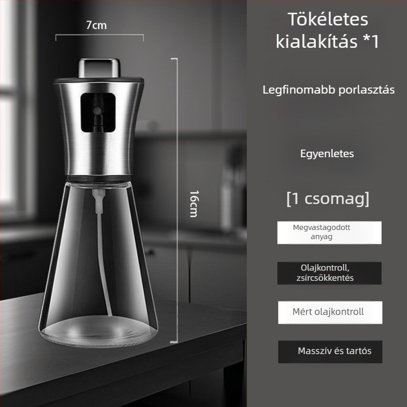 Jiawei Rozsdamentes acél olajspray üveg, olajtartó edény, nyomásra működő permetezés funkció, modern minimalista dizájn