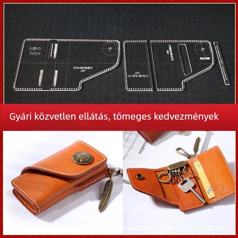 Akril design sablon kulcstartó és pénztárca számára, rácsmintás mintával DIY bőr készítéséhez