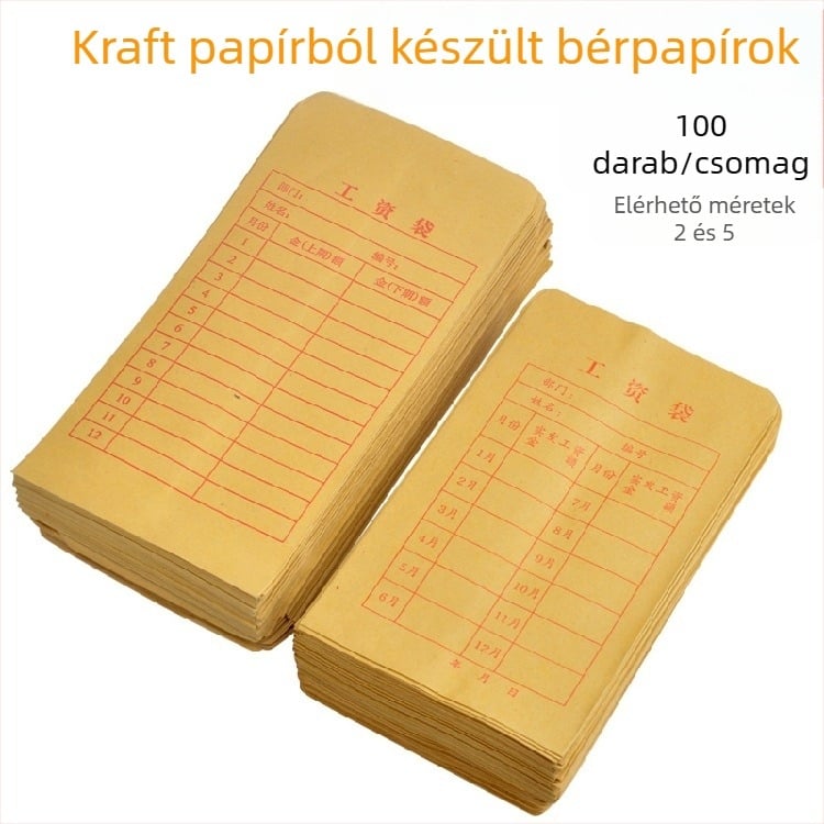 Kraftpapír bérboríték, vastított, 2. modell, 100 db.