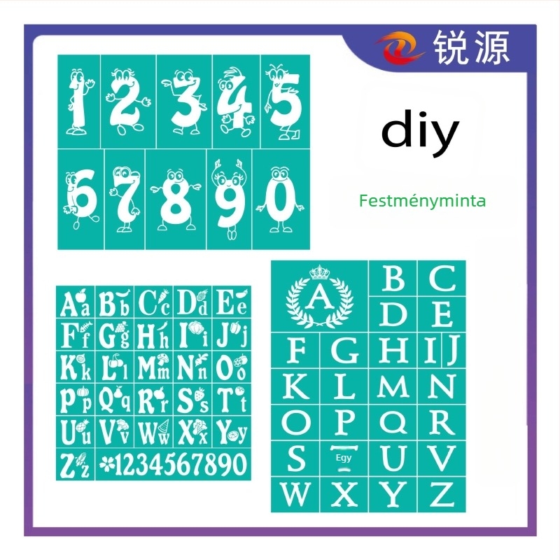 Ruwell szitanyomó sablon önragasztó, újrahasználható üreges háló DIY ruházati nyomtatáshoz — kódok RW2312306, RW2312310, RW2312308
