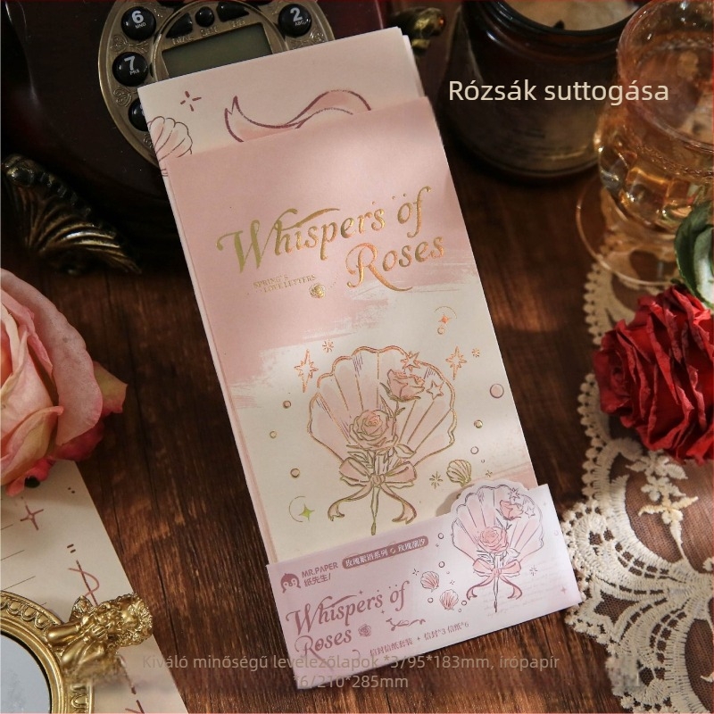 Mr.paper levél- és borítékkészlet Rose Whisper sorozat – Téma Kívánságos rózsa, Stílus: kínai boríték, Anyag: papír