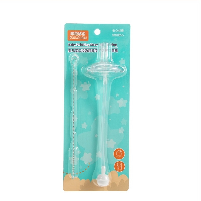 Doraemon tanulóital-készlet széles nyakú palackokhoz, szívócsővel és fedéllel – egyenes kivitel, fogantyú nélküli, logó nélküli