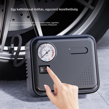 Autó gumiabroncs-felfújó, 12V DC, 120W, 25 L/min, kb. 3 m kábel, egyhengeres, világítás