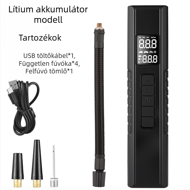 LED világítású vezeték nélküli autó légpumpa, hordozható USB töltéssel
