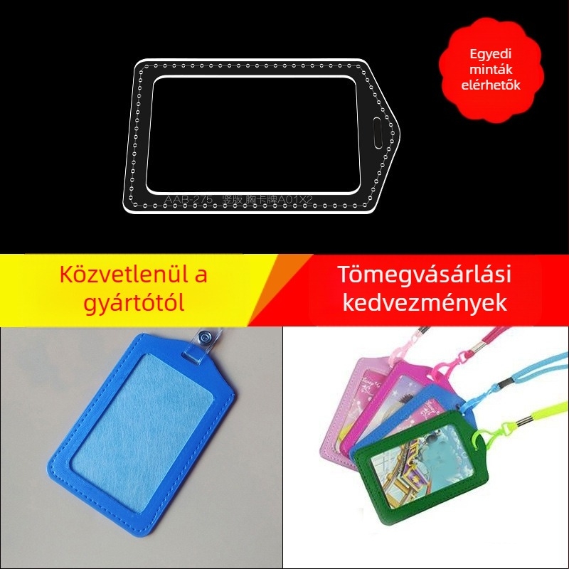 DIY kézzel készített bőrtok kártyáknak, átlátszó akril sablonnal és elrendezési diagrammal