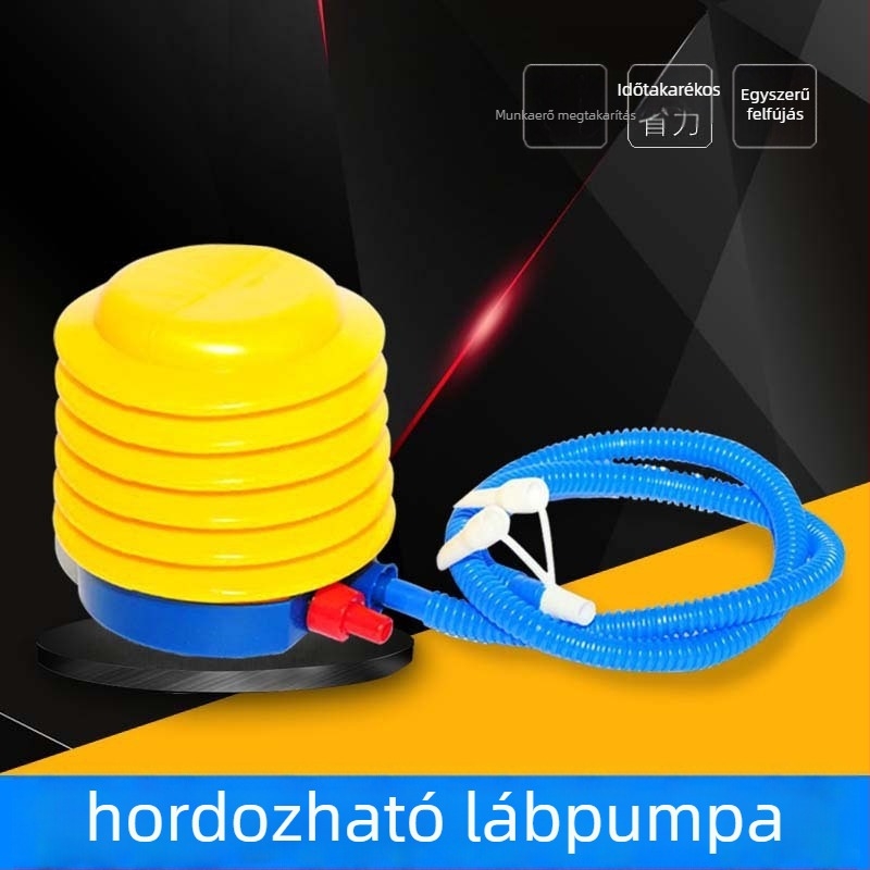 Műanyagból készült hordozható lábpedálos pumpa ballonokhoz és úszógumikhoz, logó nélküli