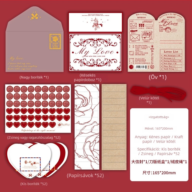 Levélpapír és boríték készlet – papír, kreatív borítéktípus, alkalmas esküvők, születésnapok, Valentin-nap és Anyák napja