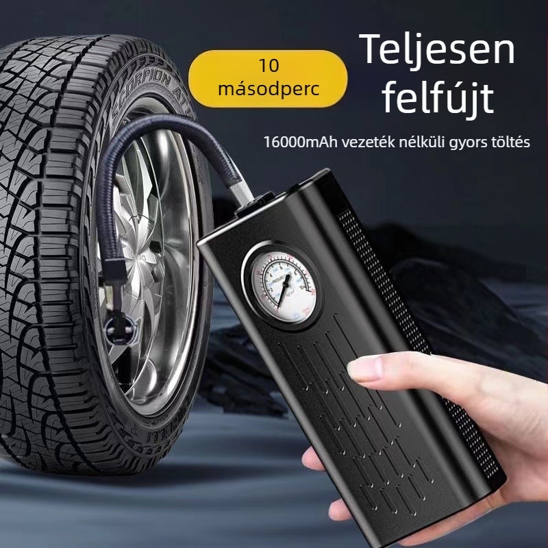 Vezeték nélküli autó gumipumpa – 12V, <80W, légáram 30 L/min, egyhengeres, üzemidő 5–20 perc