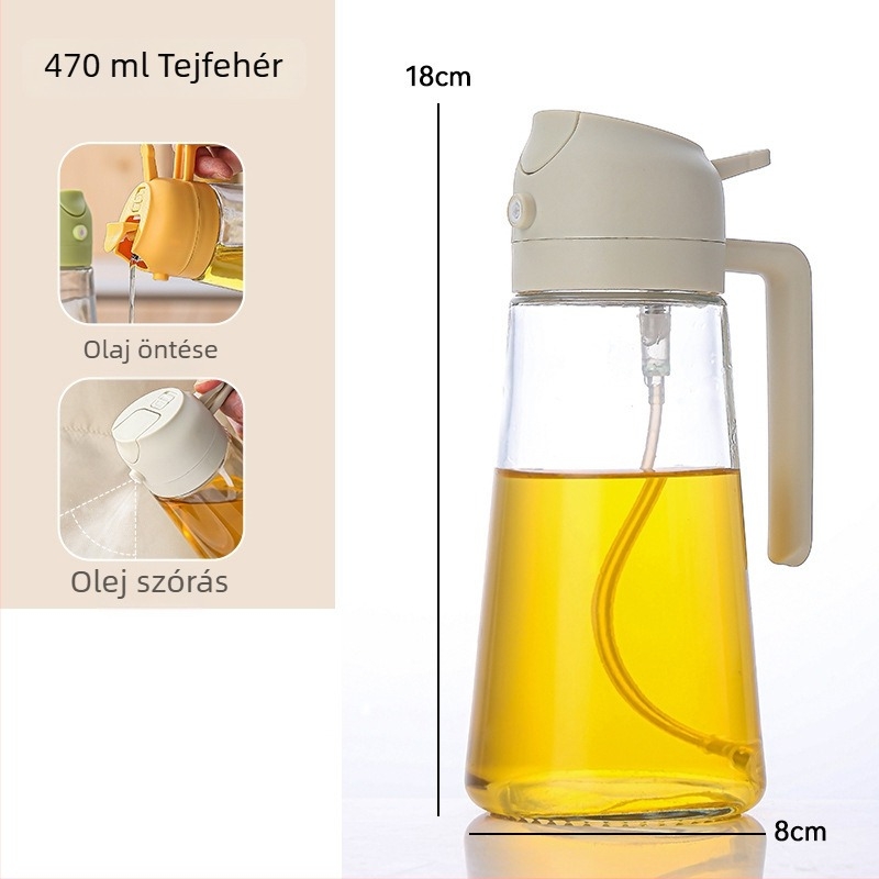 Feibi üveges olajspray palack, szivárgásmentes, 2-in-1 öntés és permetezés, nyomásra permetező funkció