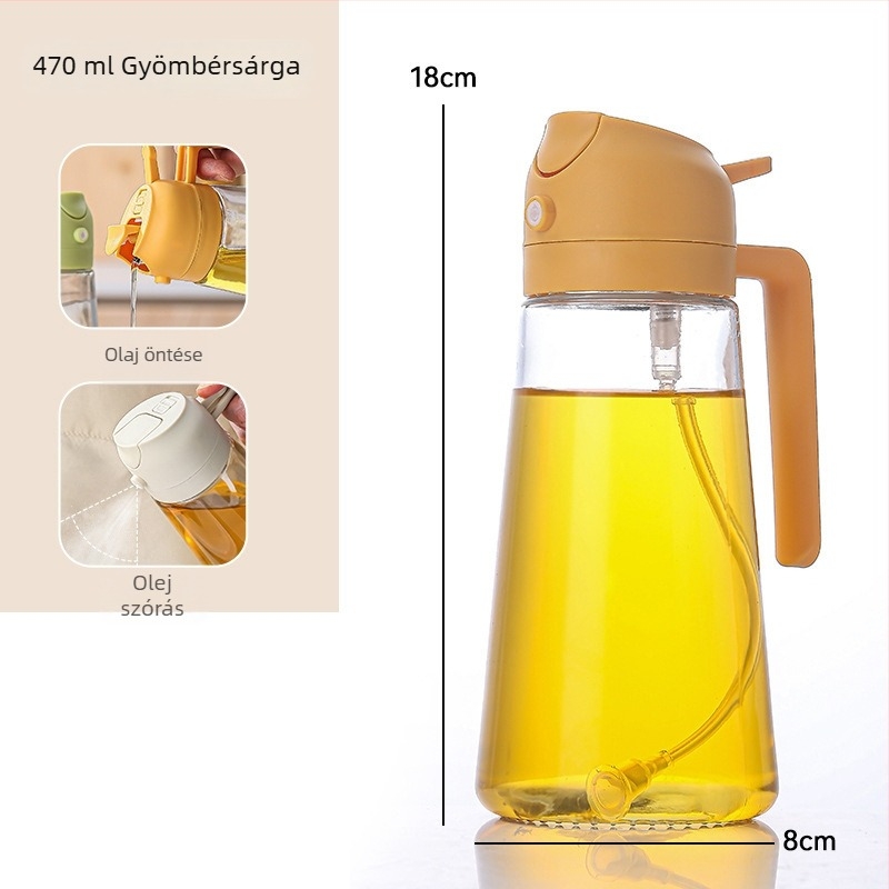 Feibi üveges olajspray palack, szivárgásmentes, 2-in-1 öntés és permetezés, nyomásra permetező funkció
